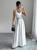 Macacão Pantalona Bicolor Elegante