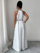 Macacão Pantalona Bicolor Elegante