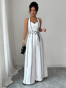 Macacão Pantalona Bicolor Elegante