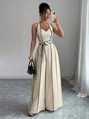 Macacão Pantalona Bicolor Elegante