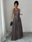 Macacão Pantalona Bicolor Elegante