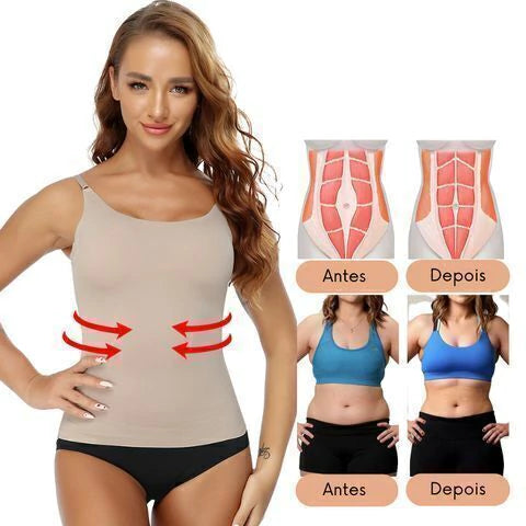 Blusa Modeladora Feminina Regata com Compressão – Disfarça Barriga