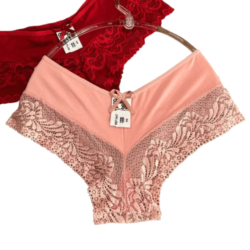 Kit 5 Calcinhas Shortinho Luxo Renda Belle