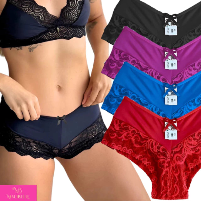 Kit 5 Calcinhas Shortinho Luxo Renda Belle