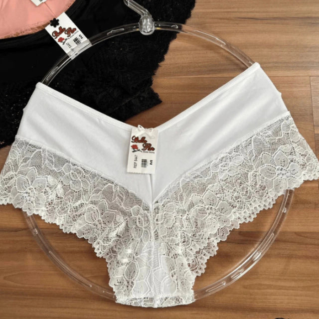 Kit 5 Calcinhas Shortinho Luxo Renda Belle
