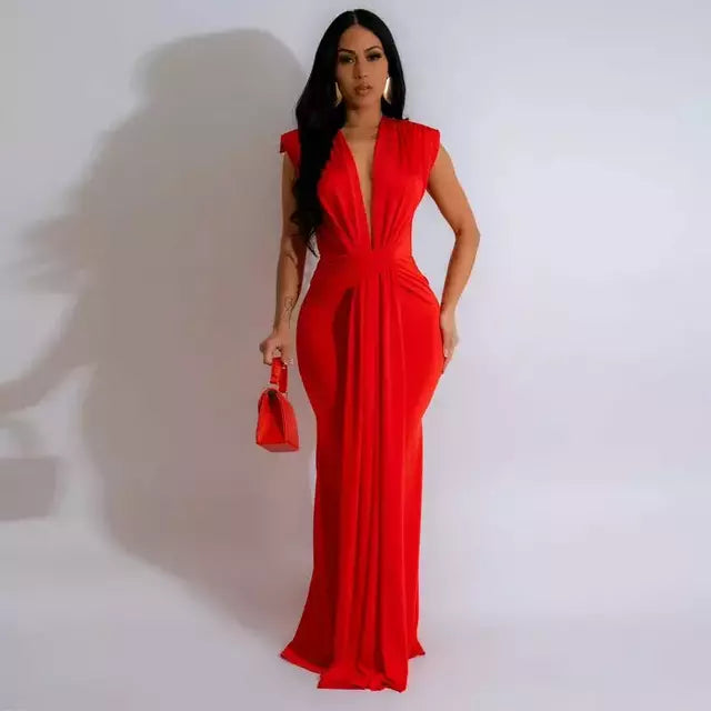 Vestido Longo de Festa - Elegância com Decote V